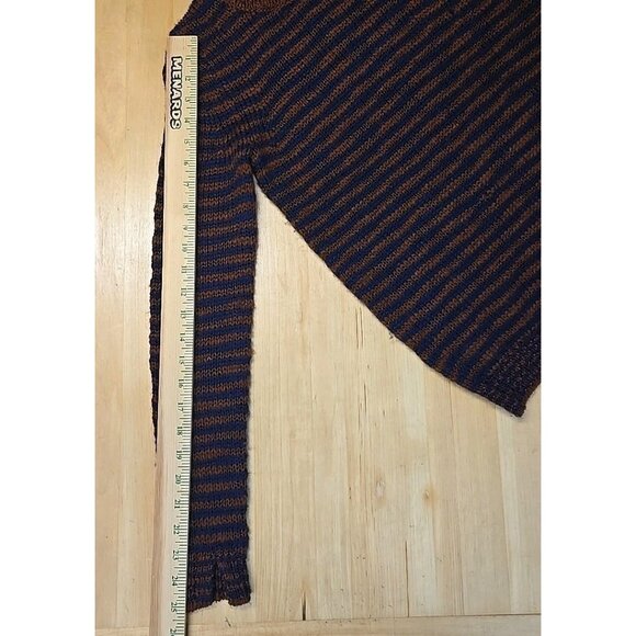 Theory Aegea B Athos Sweater Womens Small Brown & Navy Blue Wool Blend Striped - Picture 6 of 10